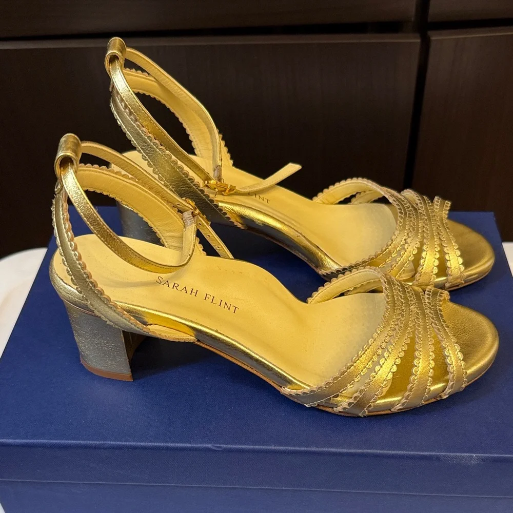 Sarah Flint Kathryn Metallic Gold Women's Sandals - Picture 8 of 8